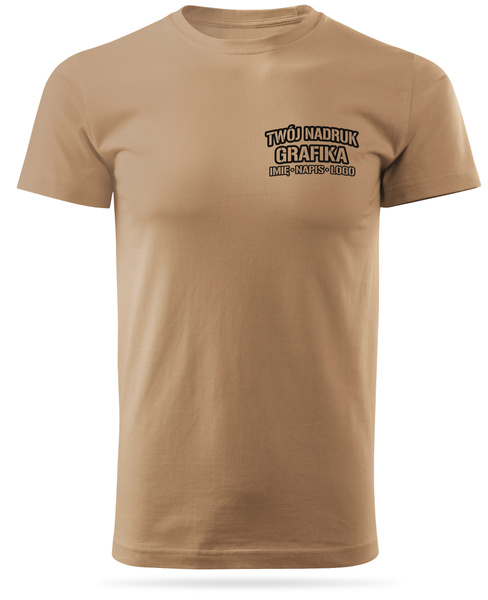 Piaskowa męska koszulka T-shirt z własnym nadrukiem 