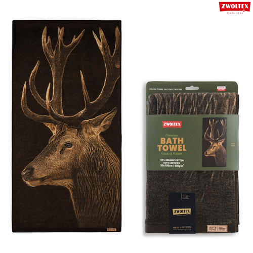 Myśliwski ręcznik bawełniany firmy Zwoltex - wzór Jeleń - 50x100cm