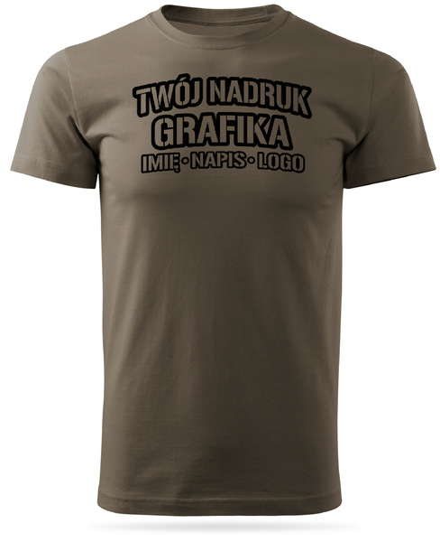 Brązowa męska koszulka T-shirt z własnym nadrukiem 