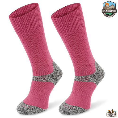 Grube zimowe skarpety trekkingowe TRE9 - różowe