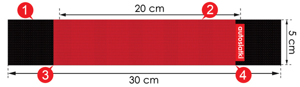 Autorzep – uchwyt na rzep do bagażnika, 30 cm, czerwony