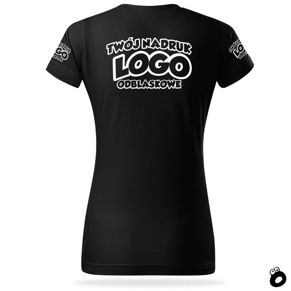 Damska bawełniana koszulka T-shirt z własnym nadrukiem - kolor czarny