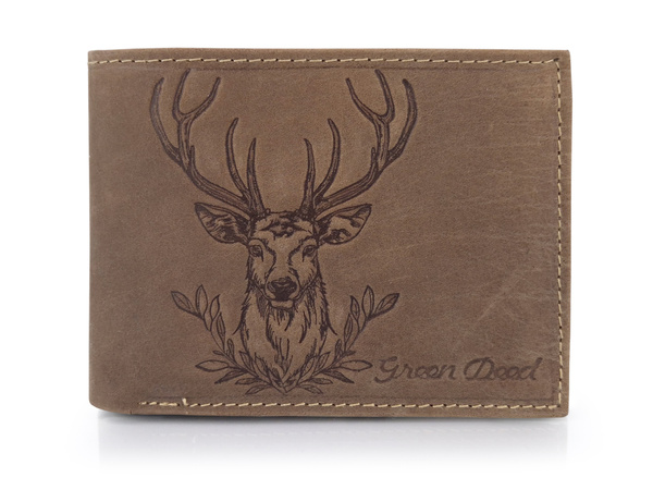 Elegancki portfel skórzany męski z ochroną RFID - JELEŃ