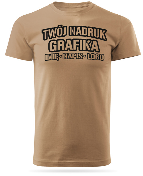 Piaskowa męska koszulka T-shirt z własnym nadrukiem 