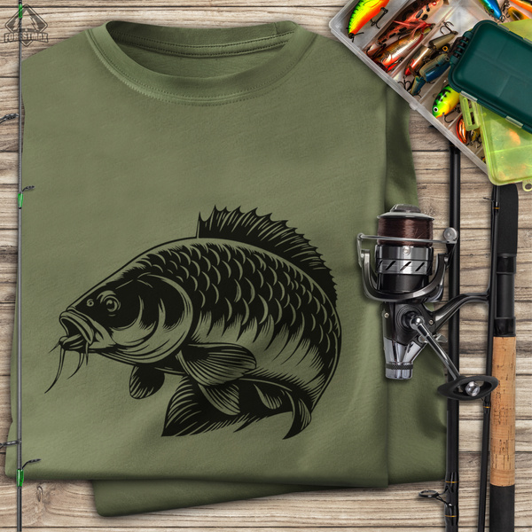 Wędkarska koszulka bawełniana T-shirt z dużym nadrukiem KARP