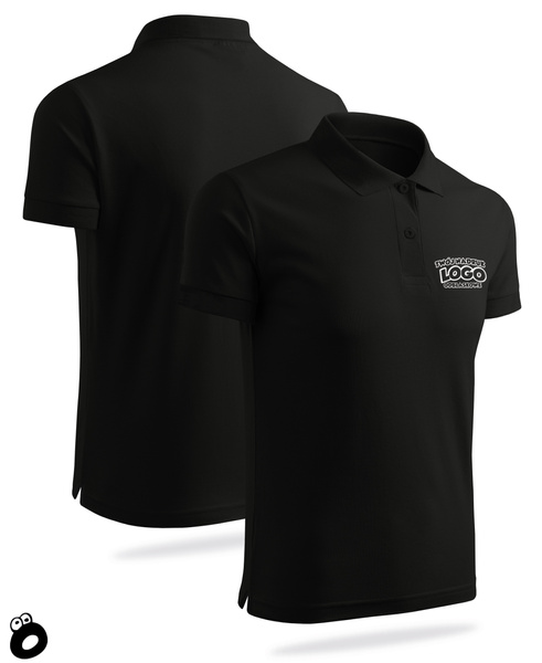 Bawełniana męska koszulka polo z własnym nadrukiem - kolor czarny