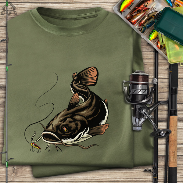 Wędkarska koszulka bawełniana T-shirt z dużym nadrukiem SUM