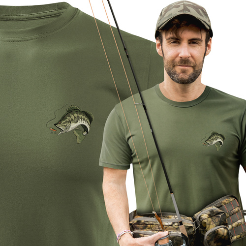 Wędkarska koszulka bawełniana T-shirt z nadrukiem OKONIA