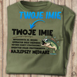 Wędkarska koszulka bawełniana T-shirt nadruk IMIĘ - NAJLEPSZY WĘDKARZ