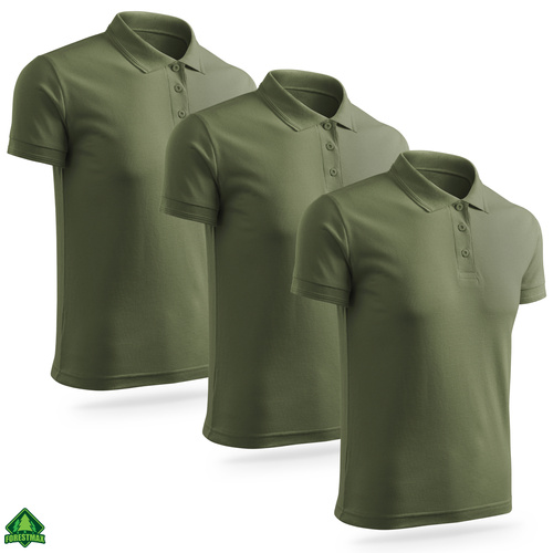 Zestaw 3 sztuk outdoorowych koszulek męskich typu polo - kolor khaki