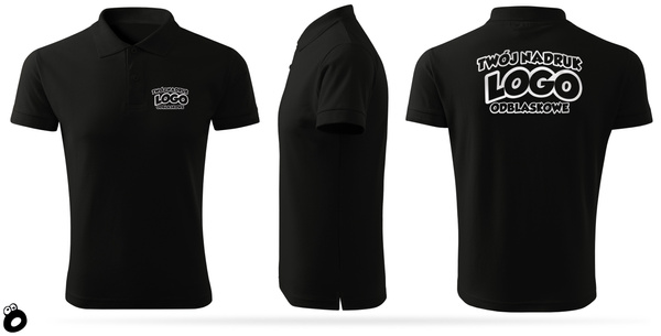 Bawełniana męska koszulka polo z własnym nadrukiem - kolor czarny