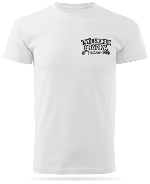 Biała męska koszulka T-shirt z własnym nadrukiem 