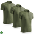 Zestaw 3 sztuk outdoorowych koszulek męskich typu polo - kolor khaki