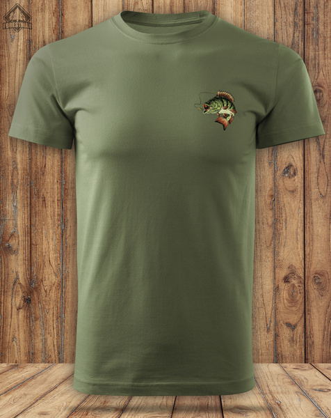 Wędkarska koszulka bawełniana T-shirt z nadrukiem OKONIA