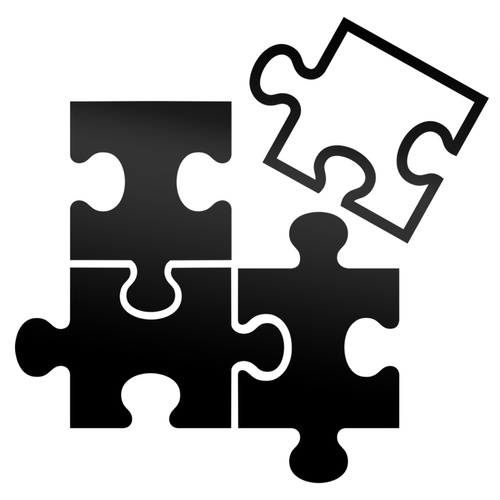 PUZZLE odblaskowa naklejka - czarna