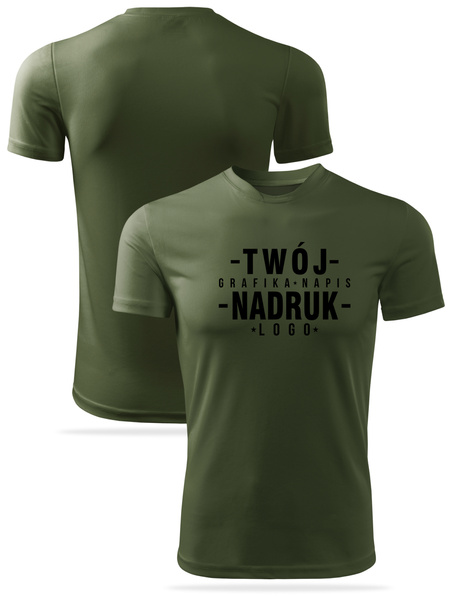 Termoaktywna koszulka outdoorowa z własnym nadrukiem - kolor khaki