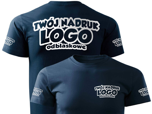 Granatowa męska koszulka T-shirt z własnym nadrukiem