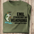 Wędkarska koszulka bawełniana T-shirt nadruk IMIĘ - STWORZONY DO WĘDKOWANIA