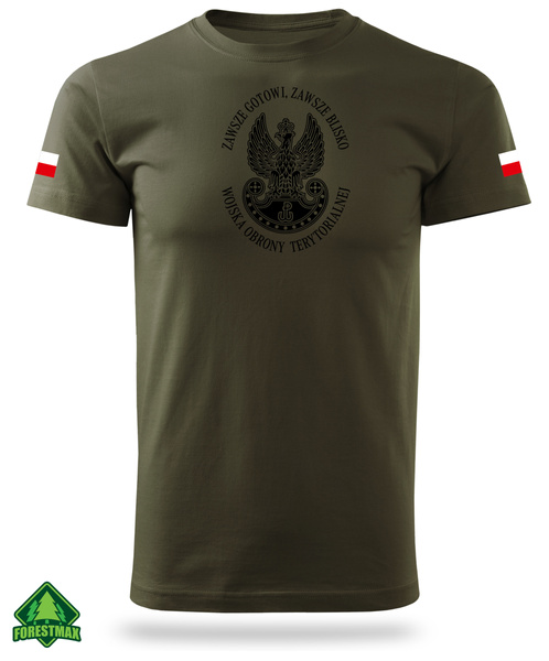 Wojskowa koszulka z godłem WOT i flagami Polski