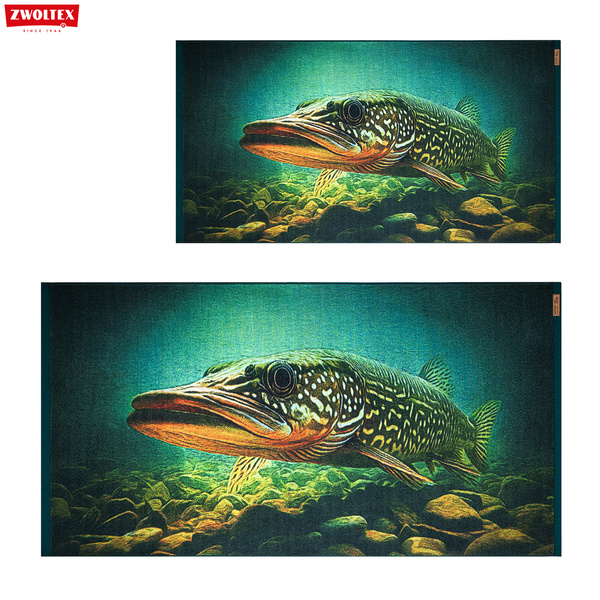 Komplet wędkarskich ręczników bawełnianych Zwoltex - Szczupak - 50x100cm + 70x140cm