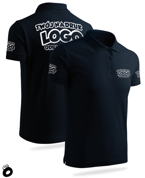 Bawełniana męska koszulka polo z własnym nadrukiem - kolor granatowy