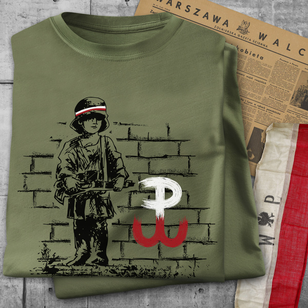 Koszulka patriotyczna T-shirt khaki - MAŁY POWSTANIEC