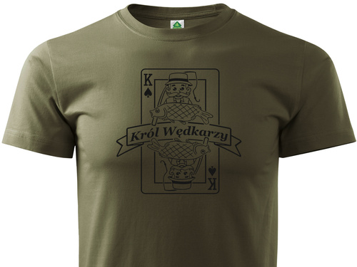 T-shirt military nadruk KRÓL WĘDKARZY