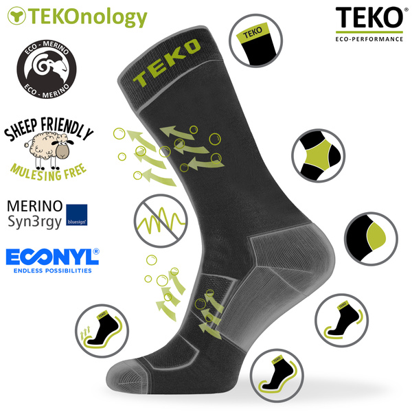 Skarpety trekkingowe TEKO ekoHIKE EXODUS - 3.0 MEDIUM - czarne