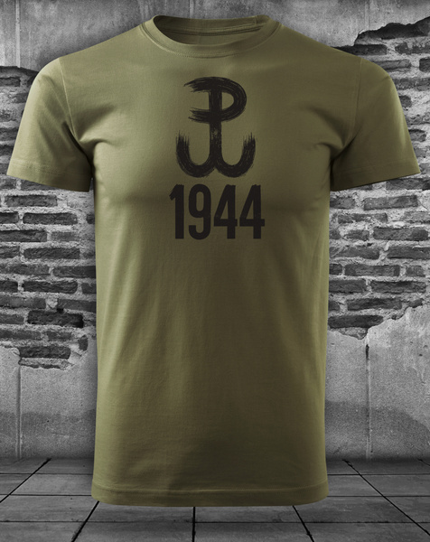 Koszulka patriotyczna T-shirt zieleń wojskowa - POLSKA WALCZĄCA 1944