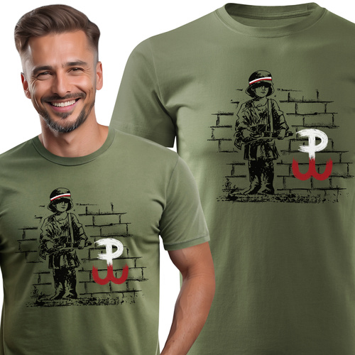 Koszulka patriotyczna T-shirt khaki - MAŁY POWSTANIEC