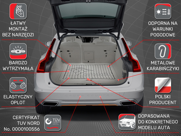 Siatka do bagażnika Mercedes Klasa E W210 kombi tylna