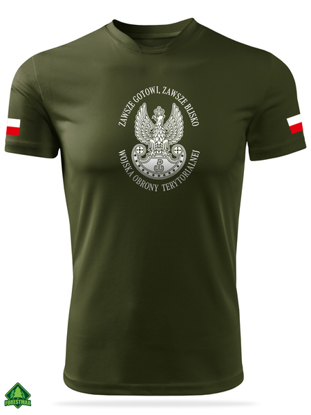 Termoaktywna koszulka wojskowa military - nadruk Godło WOT i flagi Polski