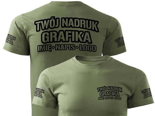 Khaki męska koszulka T-shirt z własnym nadrukiem