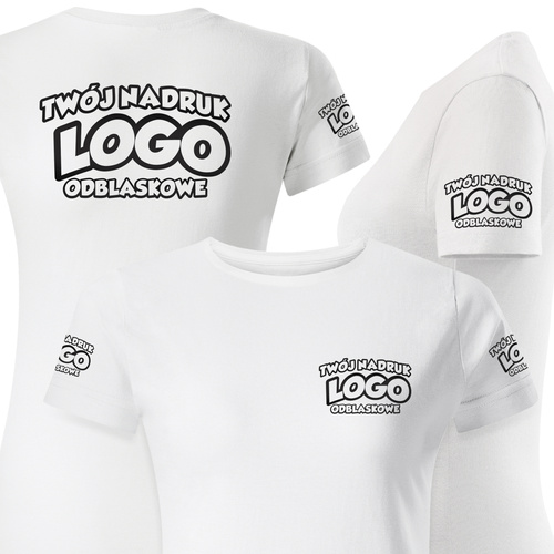 Damska bawełniana koszulka T-shirt z własnym nadrukiem - kolor biały