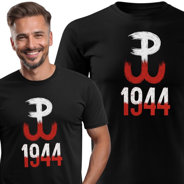 Koszulka patriotyczna T-shirt czarny - POLSKA WALCZĄCA 1944
