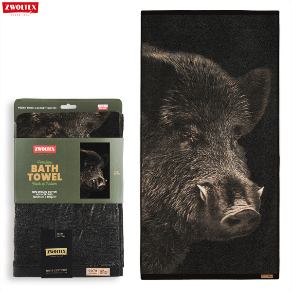 Myśliwski ręcznik bawełniany firmy Zwoltex - wzór Dzik - 70x140cm