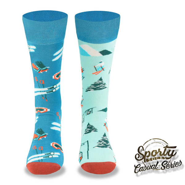 Zestaw kolorowych skarpetek bawełnianych - NARTY / 3PAK