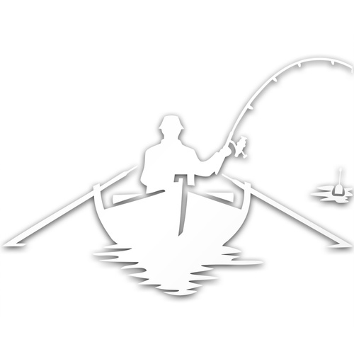 WĘDKARZ NA ŁÓDCE 1 odblaskowa naklejka - srebrna