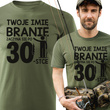 Wędkarska koszulka bawełniana T-shirt nadruk IMIĘ - BRANIE ZACZYNA SIĘ PO 30-stce