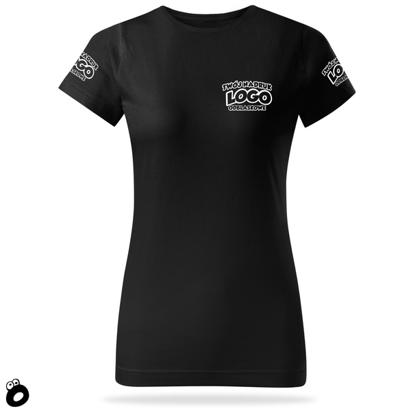 Damska bawełniana koszulka T-shirt z własnym nadrukiem - kolor czarny