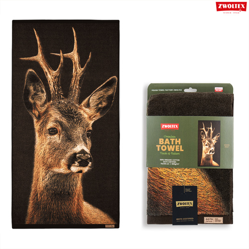 Myśliwski ręcznik bawełniany firmy Zwoltex - wzór Rogacz - 50x100cm
