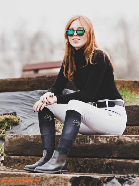 Podkolanówki jeździeckie SPJM – czarne