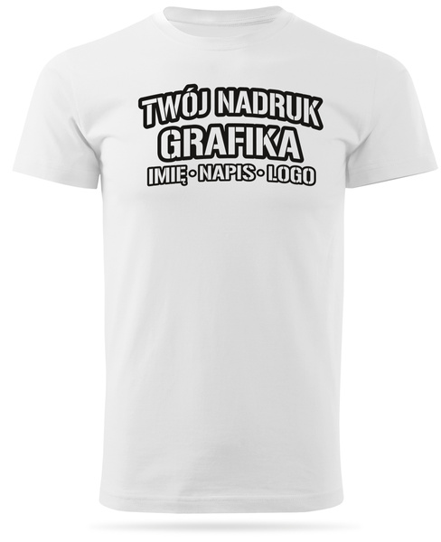 Biała męska koszulka T-shirt z własnym nadrukiem 