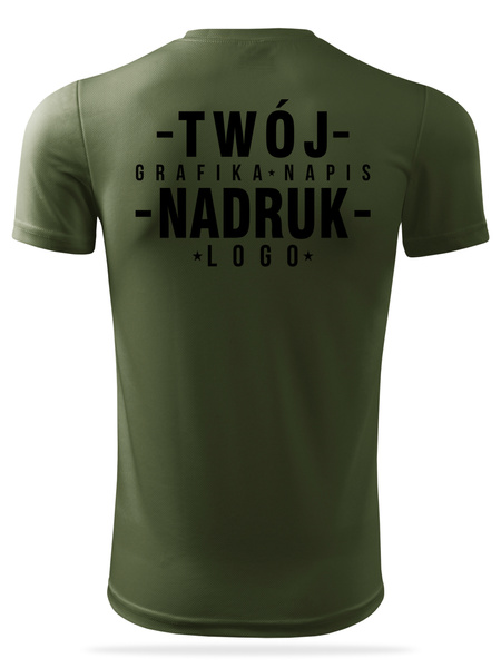 Termoaktywna koszulka outdoorowa z własnym nadrukiem - kolor khaki