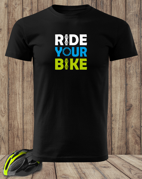 Czarna koszulka T-shirt nadruk RIDE YOUR BIKE