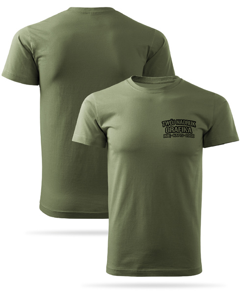 Khaki męska koszulka T-shirt z własnym nadrukiem 
