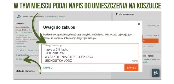 Koszulka czarna nadruk - orzeł WOT + własny napis + flagi Polski