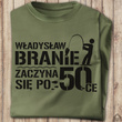 Wędkarska koszulka bawełniana T-shirt nadruk IMIĘ - BRANIE ZACZYNA SIĘ PO 50-tce