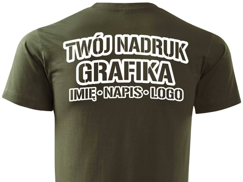 Zieleń wojskowa męska koszulka T-shirt z własnym nadrukiem