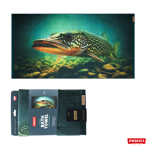 Wędkarski ręcznik bawełniany firmy Zwoltex - wzór Szczupak - 50x100cm